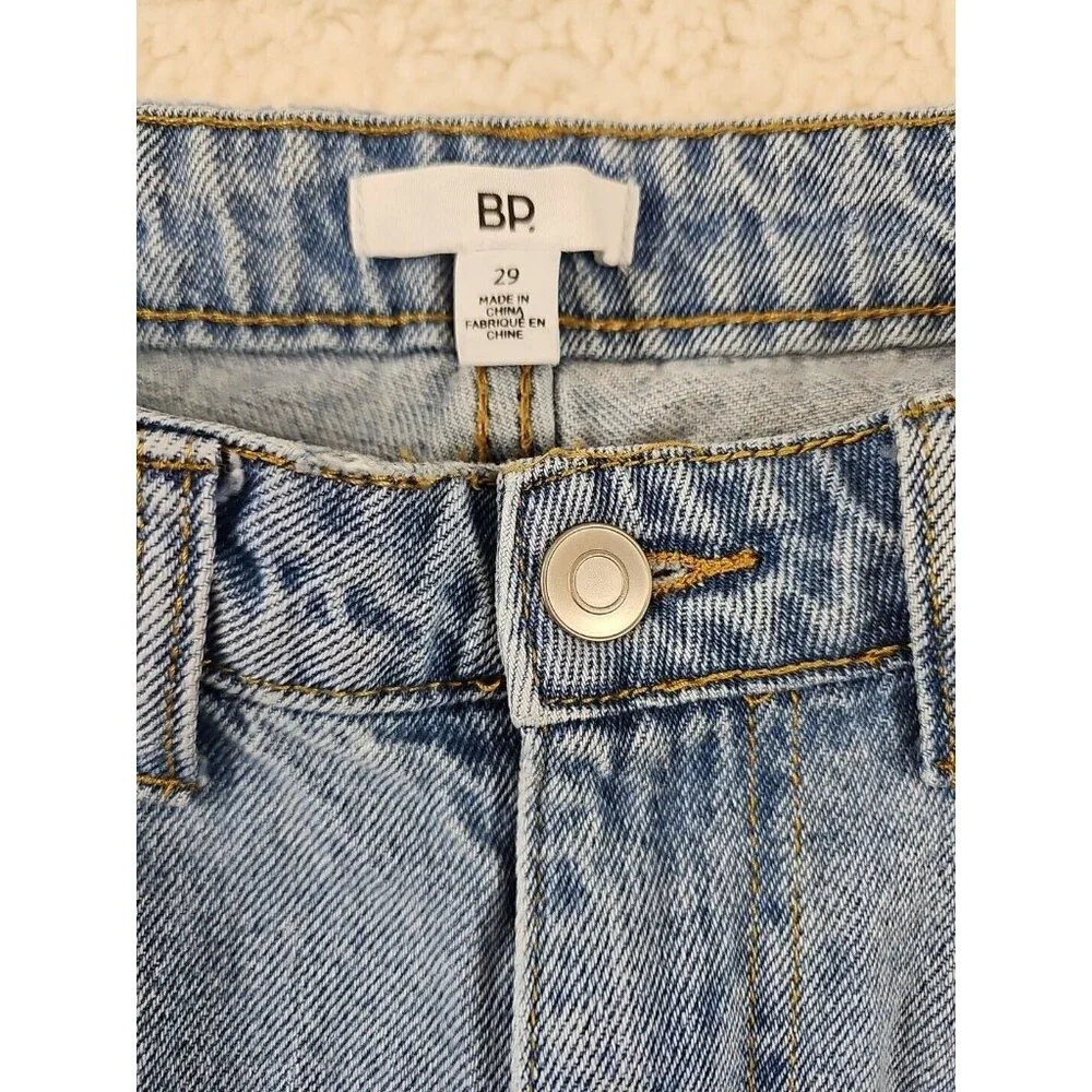 BP Be Responsible Women's Size 29 Jeans High Rise Wide Leg Denim Blue Distressed